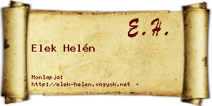 Elek Helén névjegykártya